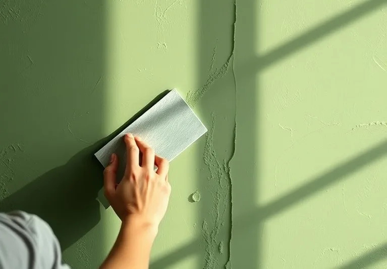 Application d'un enduit décoratif à la lisseuse sur un mur