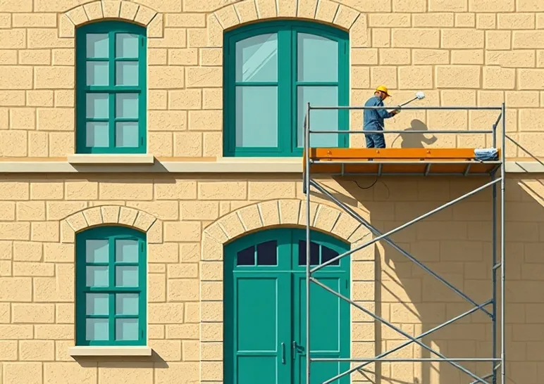 Ravalement de façade en pierre, nettoyage et application d'enduit